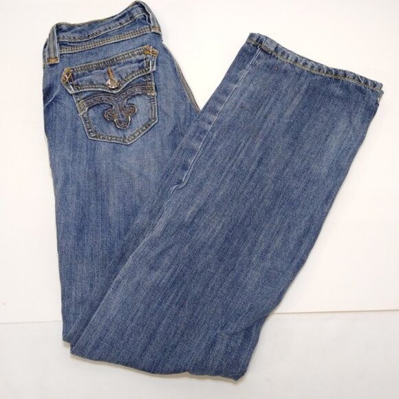 VF Jeanswear Women's 3x34 Low Rise Flared Legs With Silver & Gold Mini-Studs EUC - Picture 7 of 12